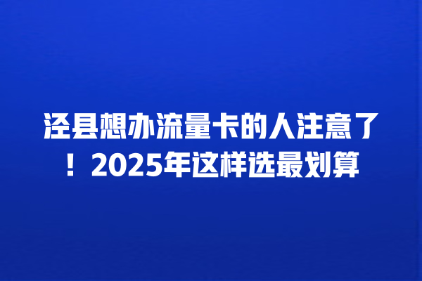 泾县想办流量卡的人注意了！2025年这样选最划算