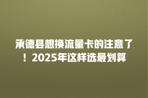 承德县想换流量卡的注意了！2025年这样选最划算