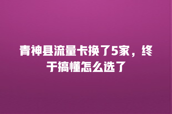 青神县流量卡换了5家，终于搞懂怎么选了
