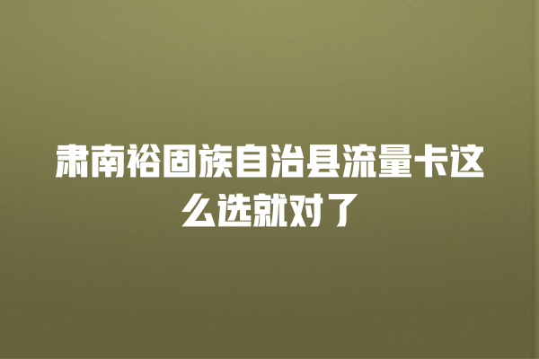 肃南裕固族自治县流量卡这么选就对了