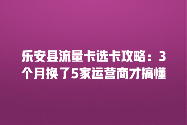 乐安县流量卡选卡攻略：3个月换了5家运营商才搞懂