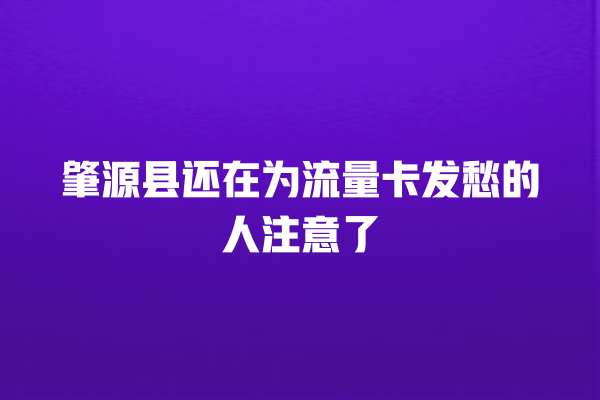 肇源县还在为流量卡发愁的人注意了