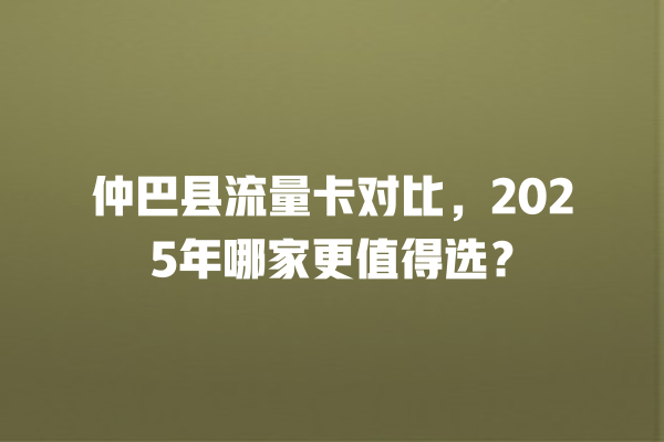 仲巴县流量卡对比，2025年哪家更值得选？