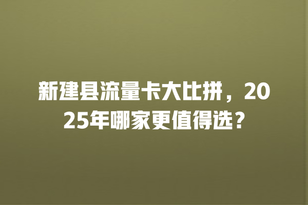 新建县流量卡大比拼，2025年哪家更值得选？