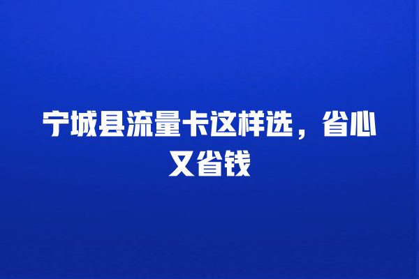 宁城县流量卡这样选，省心又省钱