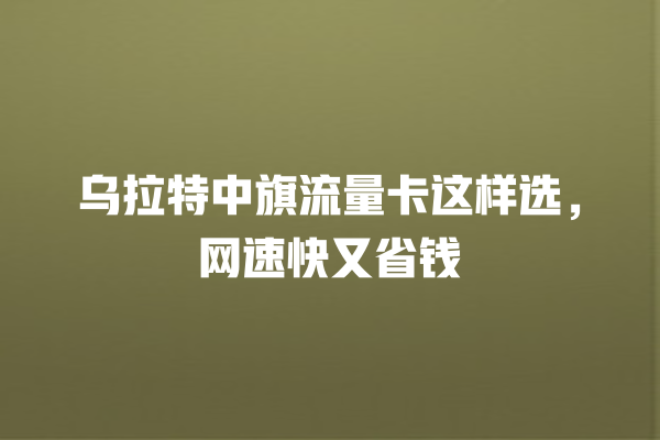 乌拉特中旗流量卡这样选，网速快又省钱