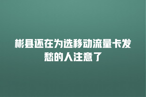 彬县还在为选移动流量卡发愁的人注意了