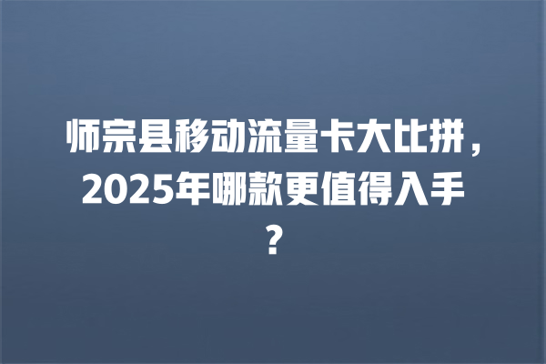 师宗县移动流量卡大比拼，2025年哪款更值得入手？
