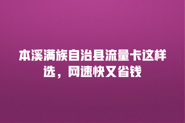 本溪满族自治县流量卡这样选，网速快又省钱