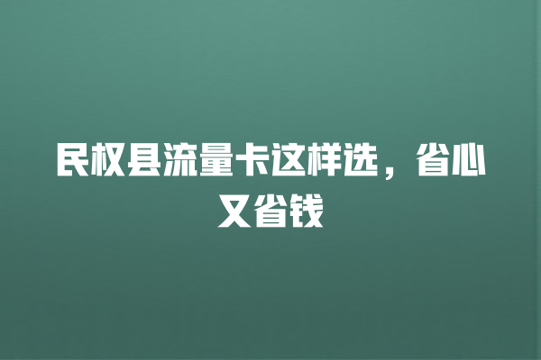 民权县流量卡这样选，省心又省钱