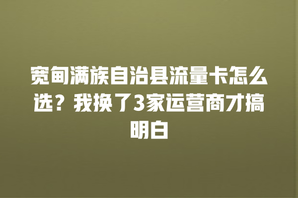 宽甸满族自治县流量卡怎么选？我换了3家运营商才搞明白