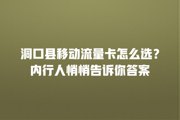 洞口县移动流量卡怎么选？内行人悄悄告诉你答案