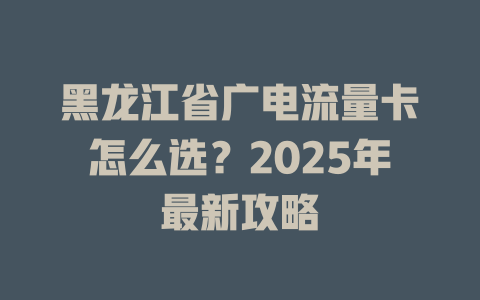 黑龙江省广电流量卡怎么选？2025年最新攻略