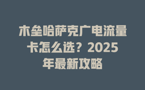 木垒哈萨克广电流量卡怎么选？2025年最新攻略