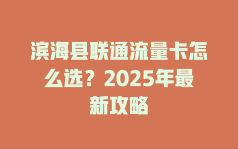 滨海县联通流量卡怎么选？2025年最新攻略