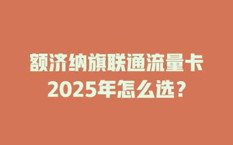 额济纳旗联通流量卡2025年怎么选？