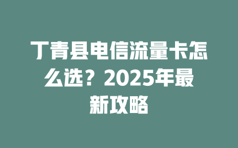 丁青县电信流量卡怎么选？2025年最新攻略