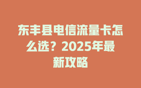 东丰县电信流量卡怎么选？2025年最新攻略