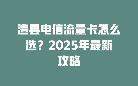 澧县电信流量卡怎么选？2025年最新攻略