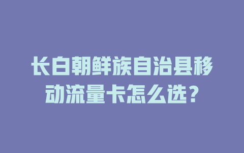 长白朝鲜族自治县移动流量卡怎么选？