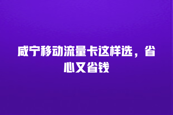 咸宁移动流量卡这样选，省心又省钱