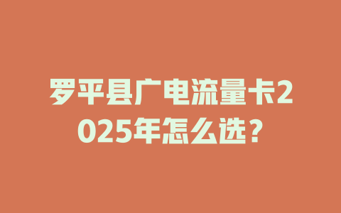 罗平县广电流量卡2025年怎么选？