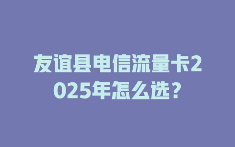 友谊县电信流量卡2025年怎么选？