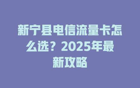 新宁县电信流量卡怎么选？2025年最新攻略