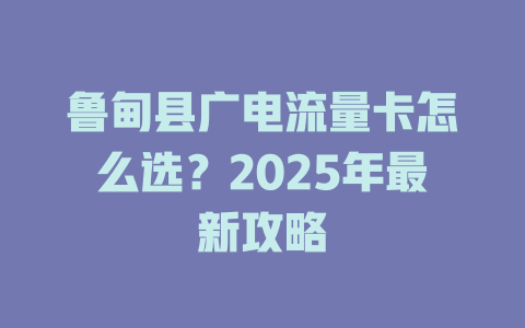 鲁甸县广电流量卡怎么选？2025年最新攻略