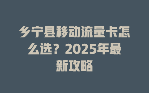 乡宁县移动流量卡怎么选？2025年最新攻略