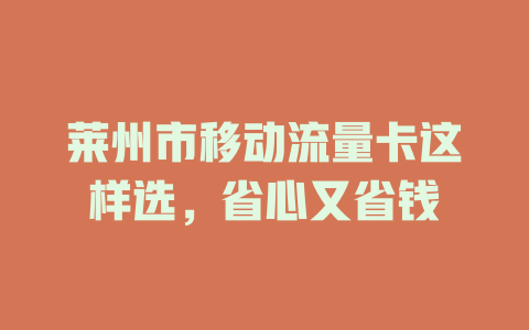 莱州市移动流量卡这样选，省心又省钱
