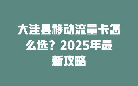 大洼县移动流量卡怎么选？2025年最新攻略