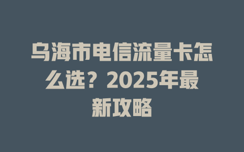 乌海市电信流量卡怎么选？2025年最新攻略
