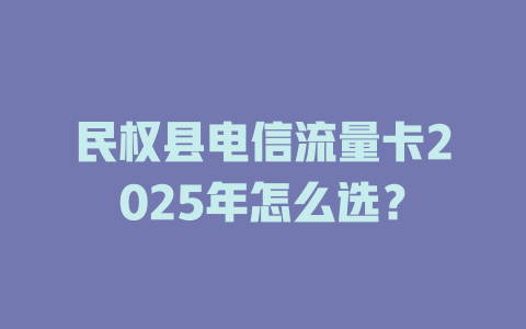 民权县电信流量卡2025年怎么选？