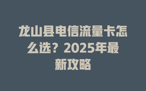 龙山县电信流量卡怎么选？2025年最新攻略