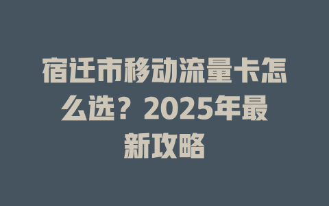 宿迁市移动流量卡怎么选？2025年最新攻略