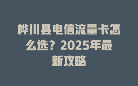 桦川县电信流量卡怎么选？2025年最新攻略