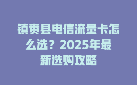 镇赉县电信流量卡怎么选？2025年最新选购攻略