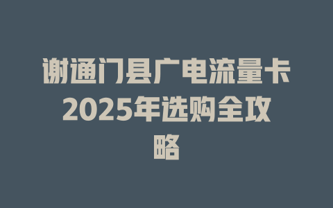 谢通门县广电流量卡2025年选购全攻略
