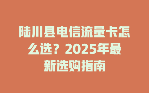 陆川县电信流量卡怎么选？2025年最新选购指南