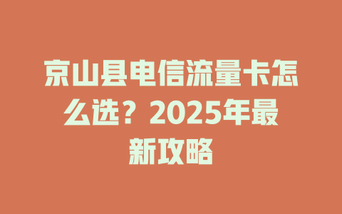 京山县电信流量卡怎么选？2025年最新攻略