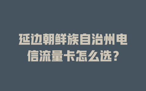 延边朝鲜族自治州电信流量卡怎么选？