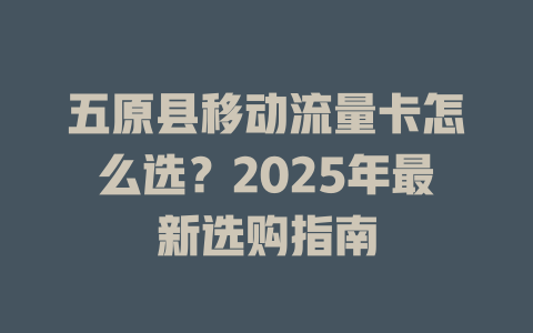 五原县移动流量卡怎么选？2025年最新选购指南