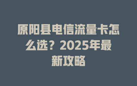 原阳县电信流量卡怎么选？2025年最新攻略