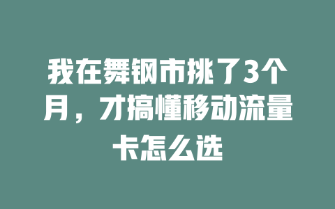 我在舞钢市挑了3个月，才搞懂移动流量卡怎么选