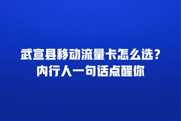 武宣县移动流量卡怎么选？内行人一句话点醒你