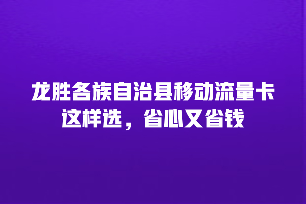 龙胜各族自治县移动流量卡这样选，省心又省钱