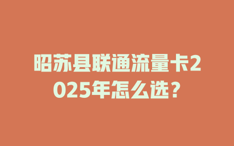昭苏县联通流量卡2025年怎么选？