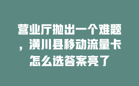营业厅抛出一个难题，潢川县移动流量卡怎么选答案亮了