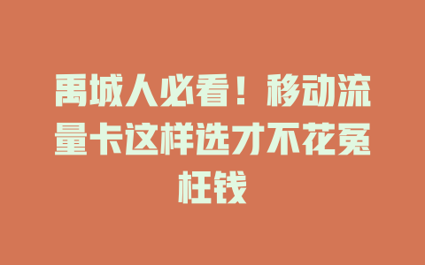 禹城人必看！移动流量卡这样选才不花冤枉钱